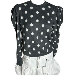 Tularosa Gray and White Polka Dot Sweater